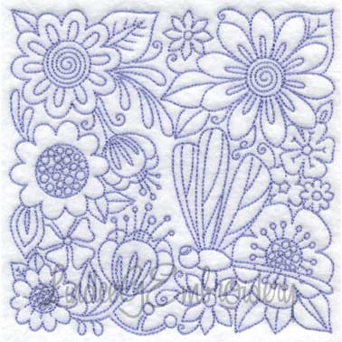 Garden Doodle Block 6 (6 sizes) Machine Embroidery Design
