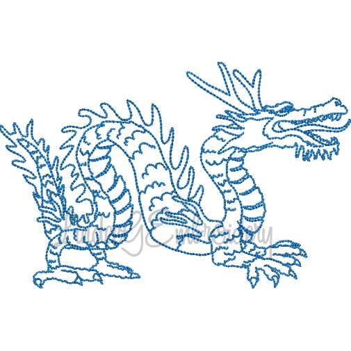 Bluework Chinese Dragon 4 Machine Embroidery Design