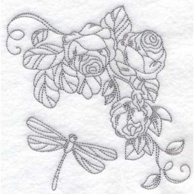 Roses & Dragonfly (6 sizes) Machine Embroidery Design