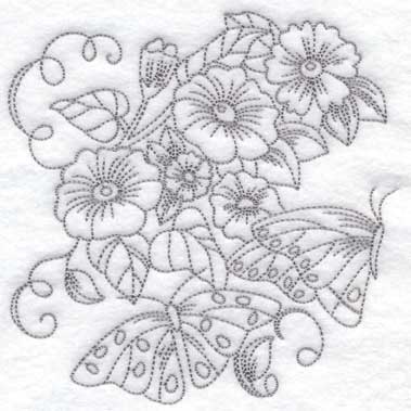 Flowers & Butterflies (6 sizes) Machine Embroidery Design
