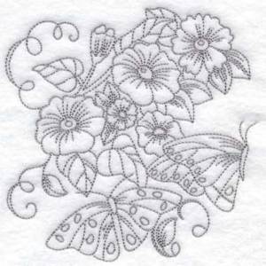 Picture of Flowers & Butterflies (6 sizes) Machine Embroidery Design