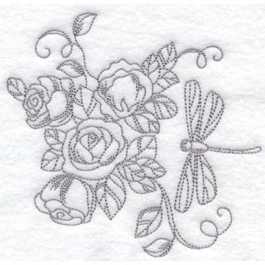 Roses & Dragonfly 2 (6 sizes) Machine Embroidery Design