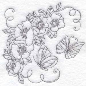 Picture of Wild Roses & Butterflies (6 sizes) Machine Embroidery Design