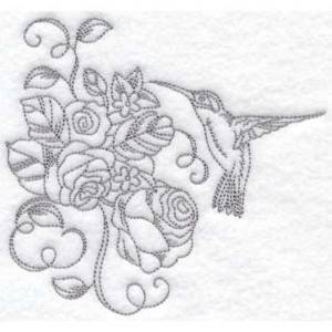 Picture of Roses & Hummingbird (6 sizes) Machine Embroidery Design