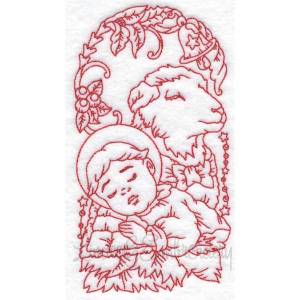 Picture of Baby & Lamb (6 sizes) Machine Embroidery Design