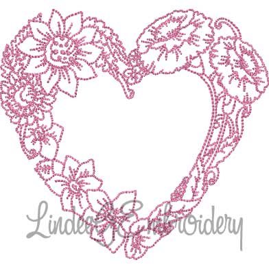 Floral Heart 2 (5 sizes) Machine Embroidery Design