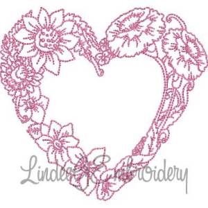 Picture of Floral Heart 2 (5 sizes) Machine Embroidery Design