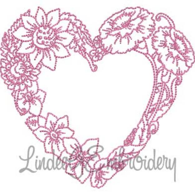 Picture of Floral Heart 2 (5 sizes) Machine Embroidery Design