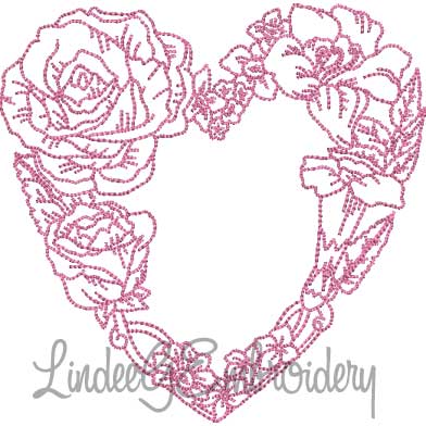 Floral Heart 3 (5 sizes) Machine Embroidery Design