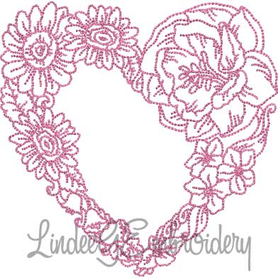 Floral Heart 4 (5 sizes) Machine Embroidery Design