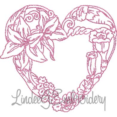 Floral Heart 6 (5 sizes) Machine Embroidery Design