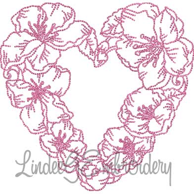 Floral Heart 8 (5 sizes) Machine Embroidery Design