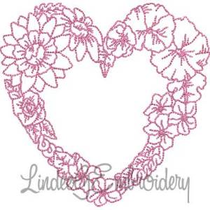 Picture of Floral Heart 9 (5 sizes) Machine Embroidery Design