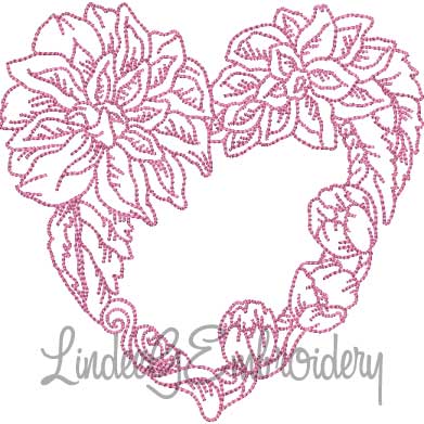 Floral Heart 10 (5 sizes) Machine Embroidery Design