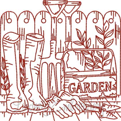 Garden Boots & Tools (5 sizes) Machine Embroidery Design