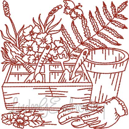 Potting Tools and Plants (5 sizes) Machine Embroidery Design