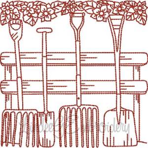 Picture of Garden Rakes & Shovels (5 sizes) Machine Embroidery Design