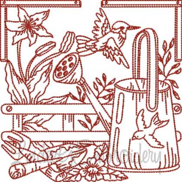 Picture of Watering Can & Garden Tools (5 sizes) Machine Embroidery Design