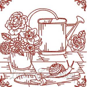 Picture of Watering Can & Snail (5 sizes) Machine Embroidery Design