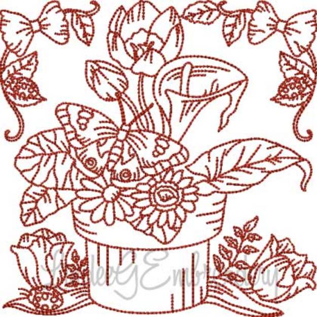 Picture of Potted Plant (5 sizes) Machine Embroidery Design