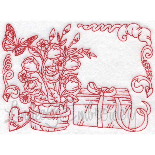 Gift with Roses (6 sizes) Machine Embroidery Design