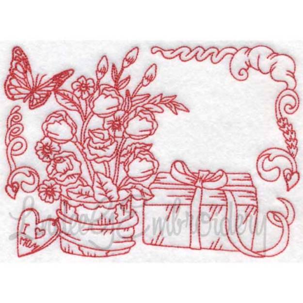 Picture of Gift with Roses (6 sizes) Machine Embroidery Design