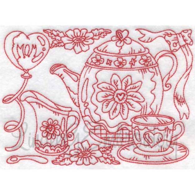 Picture of Tea with Cup & Creamer (6 sizes) Machine Embroidery Design