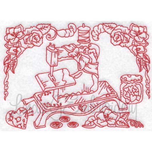 Antique Sewing Machine with Roses (6 sizes) Machine Embroidery Design