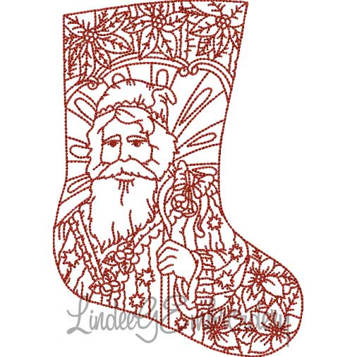 Vintage Santa 1 Stocking (4 sizes) Machine Embroidery Design