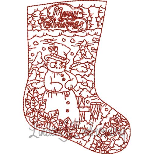 Snowman Stocking (4 sizes) Machine Embroidery Design