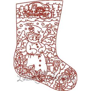 Picture of Snowman Stocking (4 sizes) Machine Embroidery Design