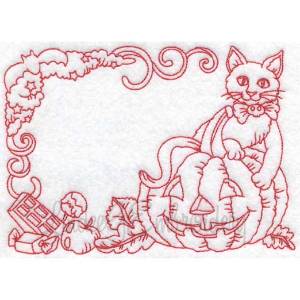 Picture of Cat on Pumpkin (5 sizes) Machine Embroidery Design
