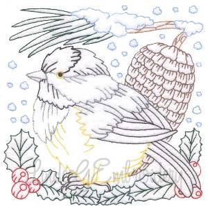 Picture of Chickadee with Snow 8 - Multicolor Machine Embroidery Design
