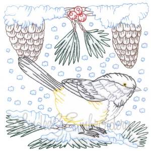Picture of Chickadee with Snow 10 - Multicolor Machine Embroidery Design