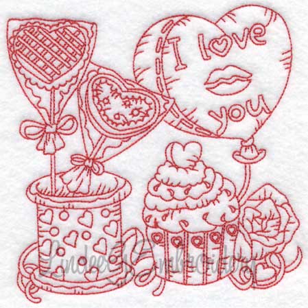 Cupcake with Rose & Balloon (4 sizes) Machine Embroidery Design