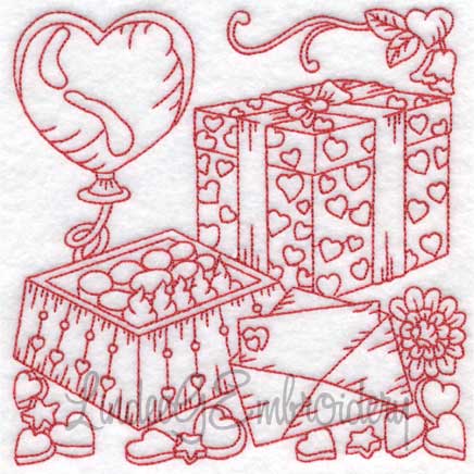 Candy with Balloon & Hearts (4 sizes) Machine Embroidery Design