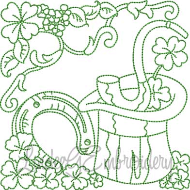 Hat with Pipe & Horseshoe (4 sizes) Machine Embroidery Design