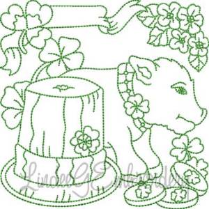 Picture of Hat & Pig with Shamrock & Coins (4 sizes) Machine Embroidery Design