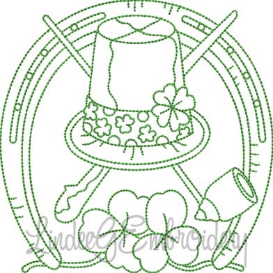 Horseshoe with Pipe & Hat (4 sizes) Machine Embroidery Design