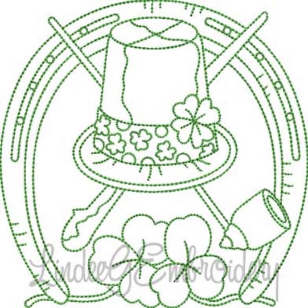 Picture of Horseshoe with Pipe & Hat (4 sizes) Machine Embroidery Design