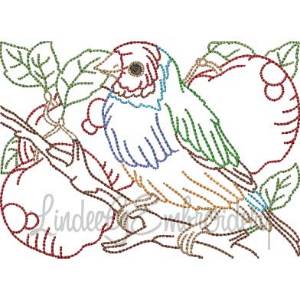 Picture of Bird & Strawberries Multicolor (5 sizes) Machine Embroidery Design