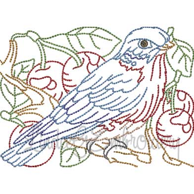 Bird with Oranges Multicolor (5 sizes) Machine Embroidery Design