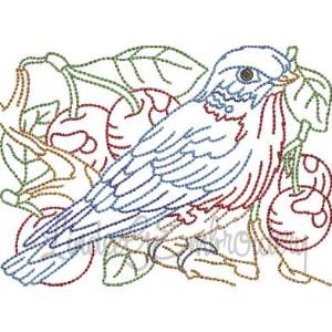 Picture of Bird with Oranges Multicolor (5 sizes) Machine Embroidery Design