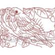 Picture of Bird with Lemons Redwork (5 sizes) Machine Embroidery Design