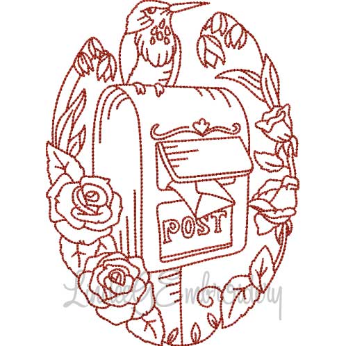 Mailbox with Roses (4 sizes) Machine Embroidery Design