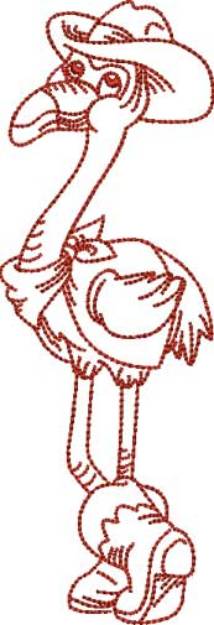 Picture of Redwork Flamingo Cowboy 1 (4 sizes) Machine Embroidery Design