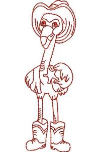 Picture of Redwork Flamingo Cowboy 5 (4 sizes) Machine Embroidery Design