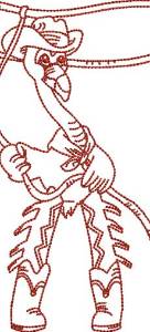 Picture of Redwork Flamingo Cowboy 6 (4 sizes) Machine Embroidery Design