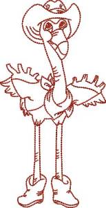 Picture of Redwork Flamingo Cowboy 8 (4 sizes) Machine Embroidery Design