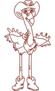 Picture of Redwork Flamingo Cowboy 9 (4 sizes) Machine Embroidery Design